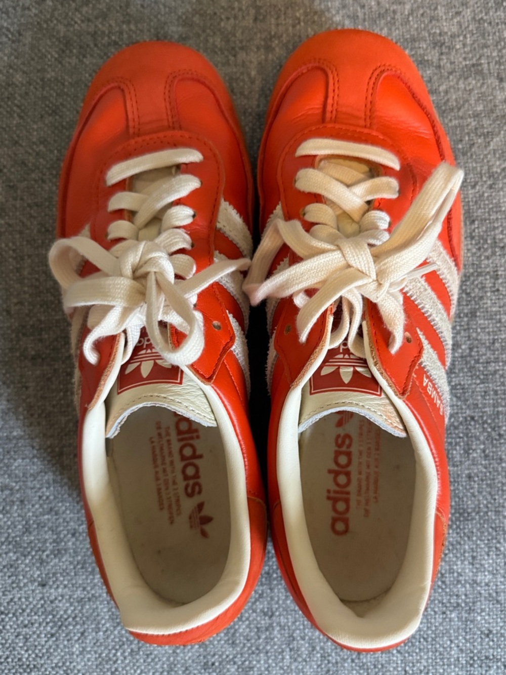 Brand New - adidas Bright Orange Lace-Up Sneakers with Cream Stripes